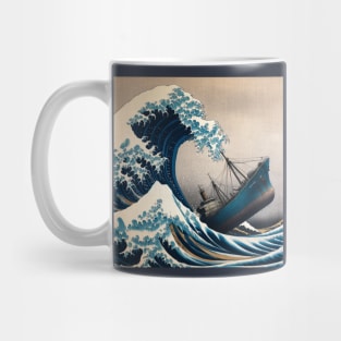 Kanagawa Wave Cargo Ship - The Great Wave Off Kanagawa Meme Mug